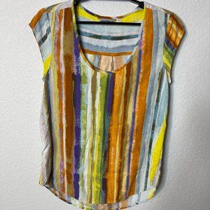 Jams World Women's Multicolored Striped SHINDIG Cap Sleeve Top, Size Small